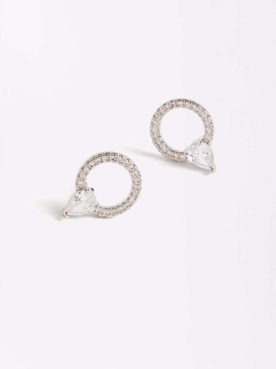 Hoop Earrings With Zirconias Silver