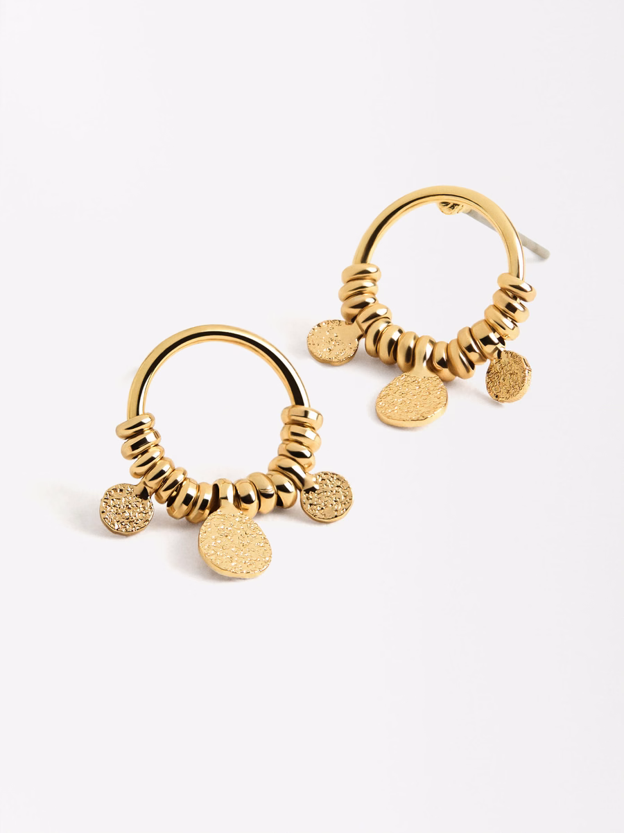 Hoops With Hammered Effect Golden