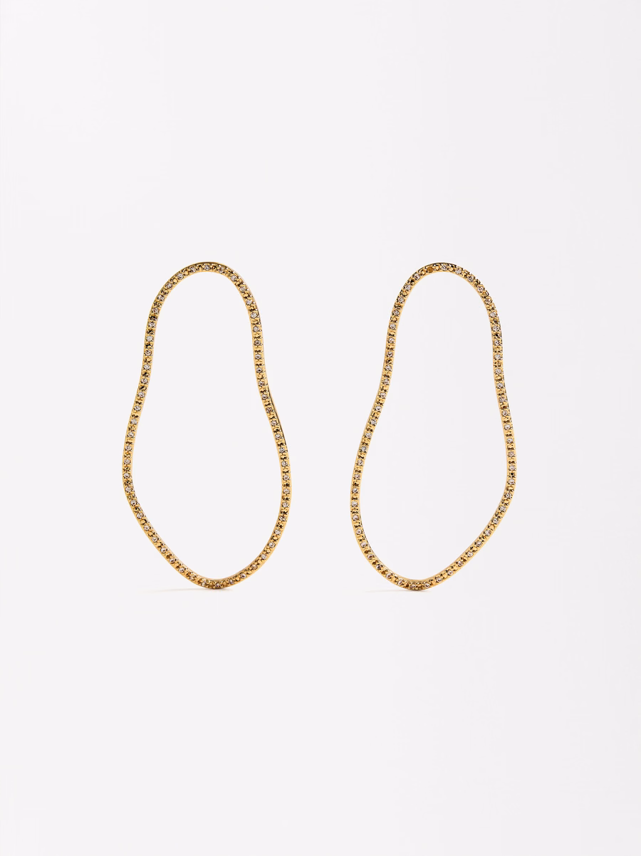 Irregular Earrings With Zirconias Golden